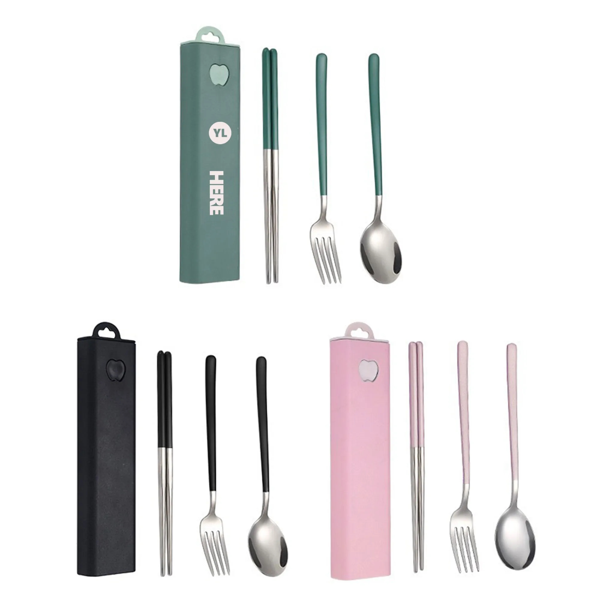 3pcs Stainless Steel Chopsticks Fork Spoon Set