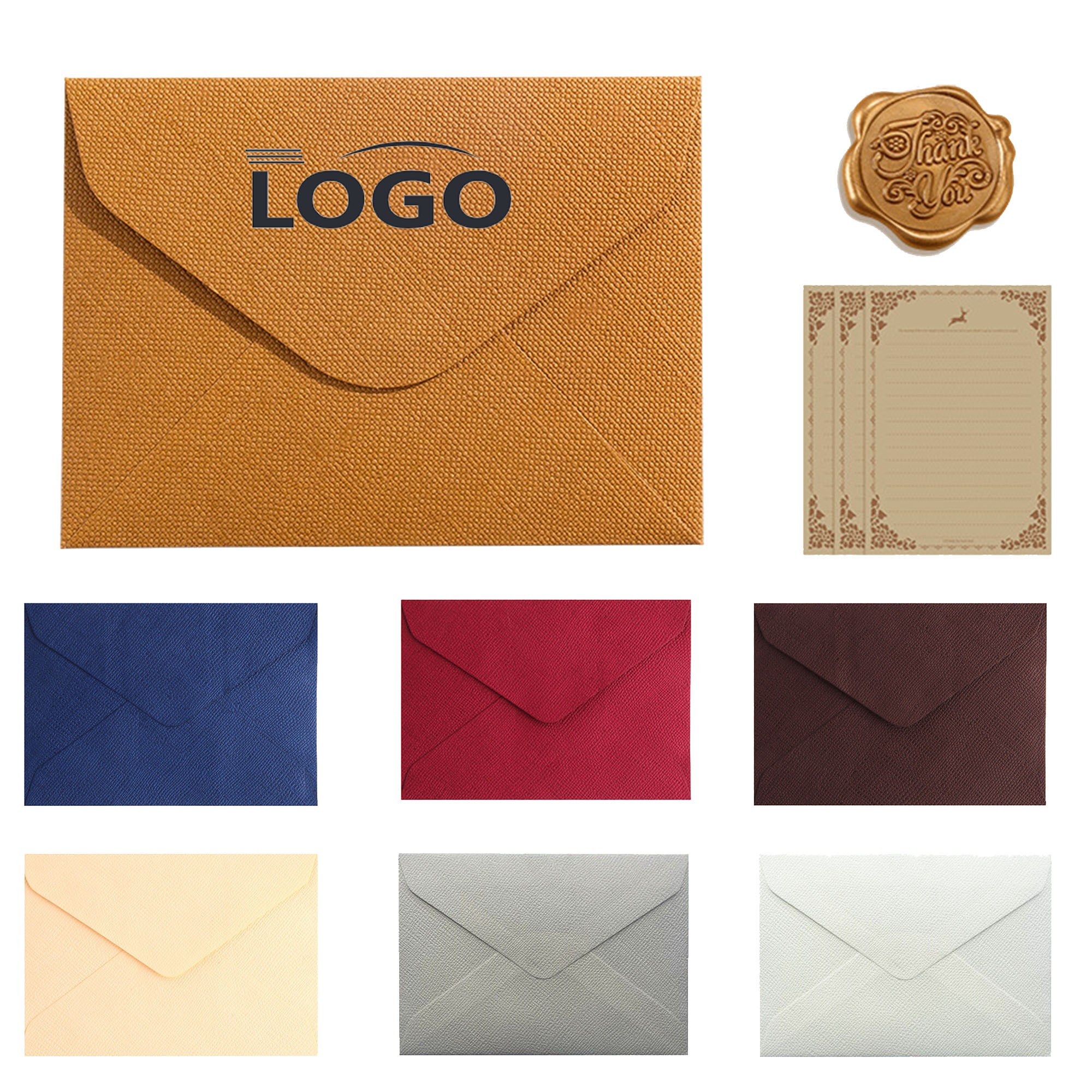 5*6inch Vintage Linen Envelopes with Wax Seal 2