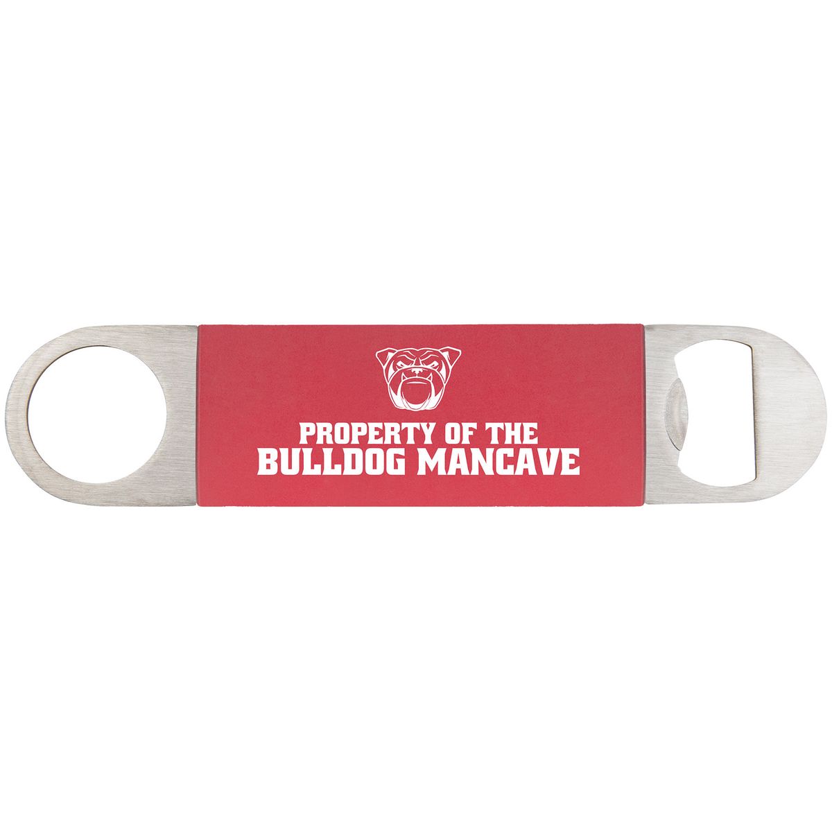 1 1/2" x 7" Red/White Bottle Opener with Silicone Grip 2