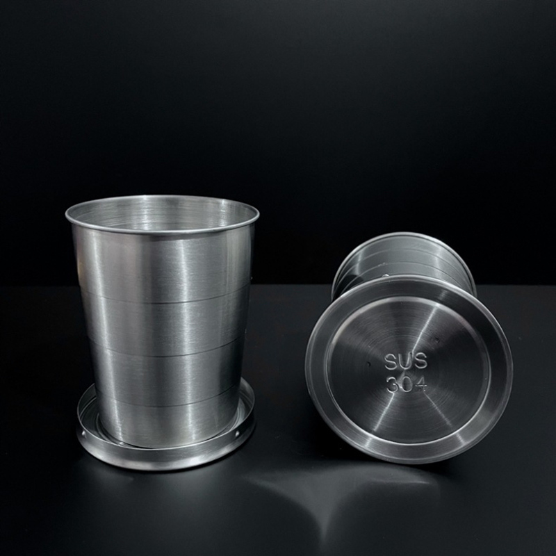 150ML Travel 304 Stainless Steel Collapsible Cup w/ Metal Keychain 13