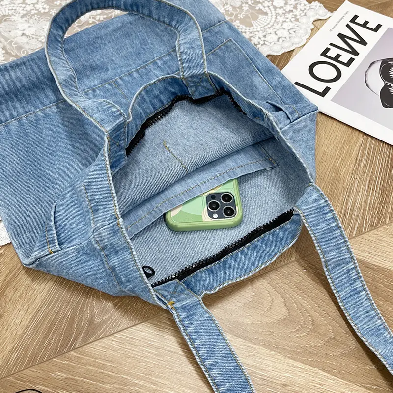 Denim Jean Tote Bag, custom tote bag with logo imprint 4
