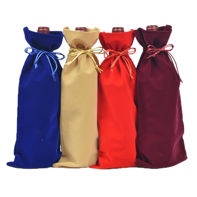 Velvet Wine Bottle Drawstring Bag 2