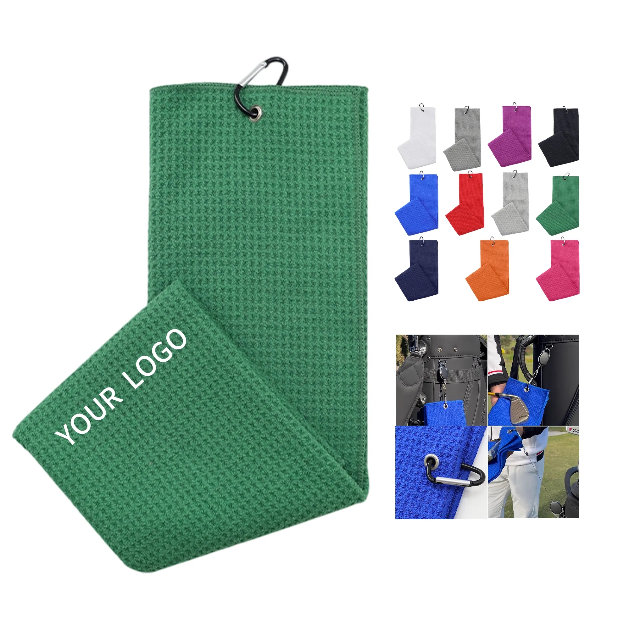 Microfiber Waffle Golf Towel with Clip 8