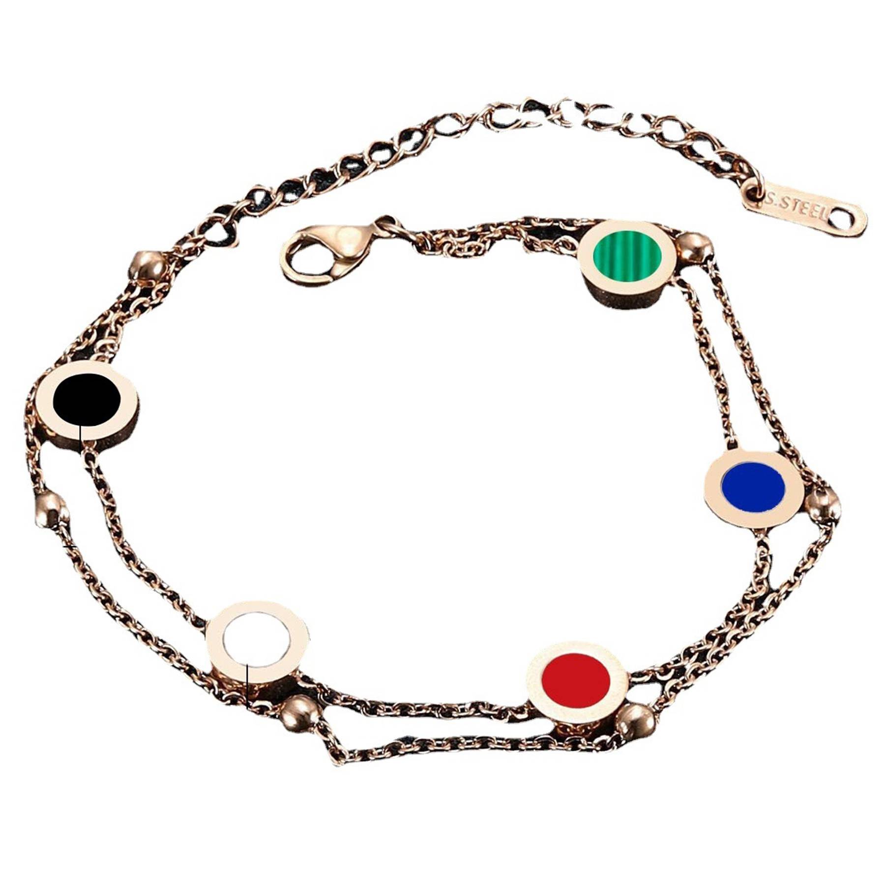 Stainless Steel Simple black and white shell bracelet 6