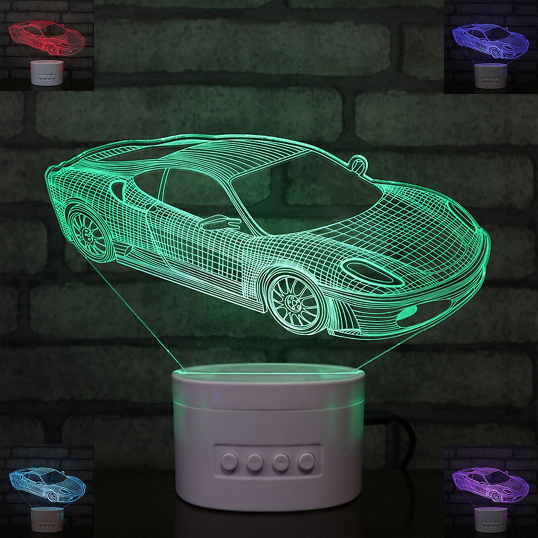 Customizable Pattern 3D Acrylic Night Light With Bluetooth Speaker 2