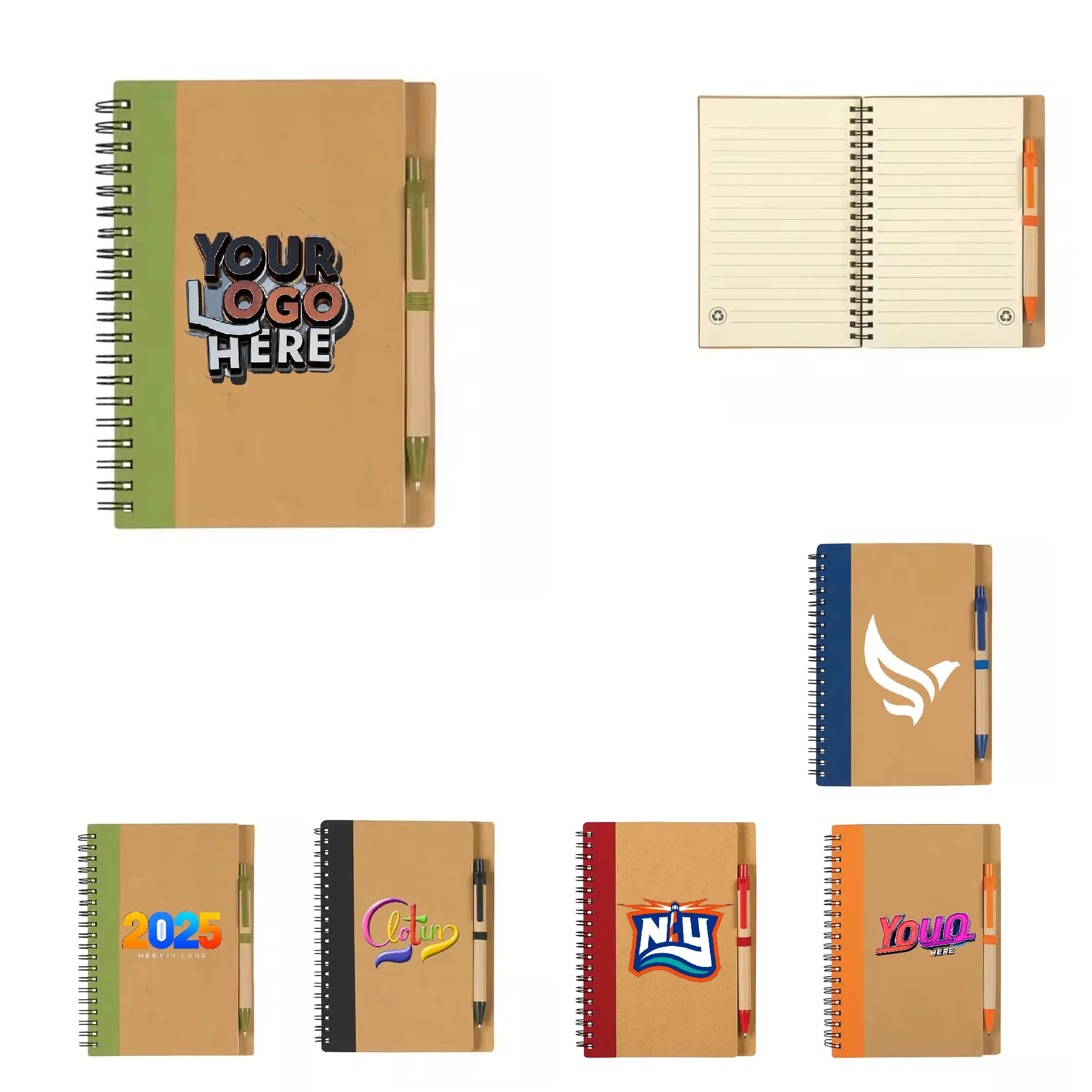 7"L x 5" Eco-friendly Spiral Notebook with Pen 9