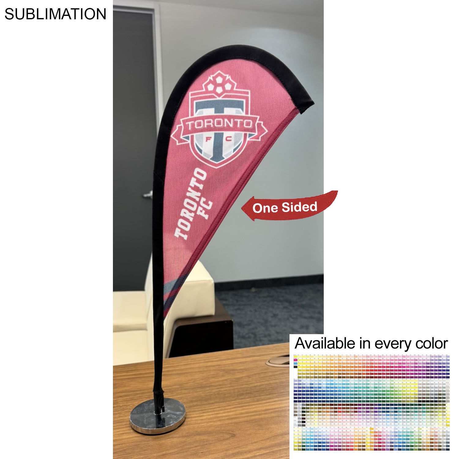 Table Topper Teardrop Sail Sign Flag, 20", Full Color Graphics One Side 2