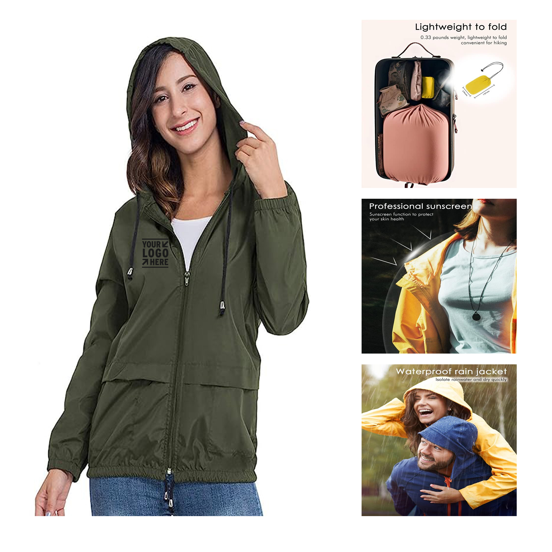 Women Packable Rain Jacket