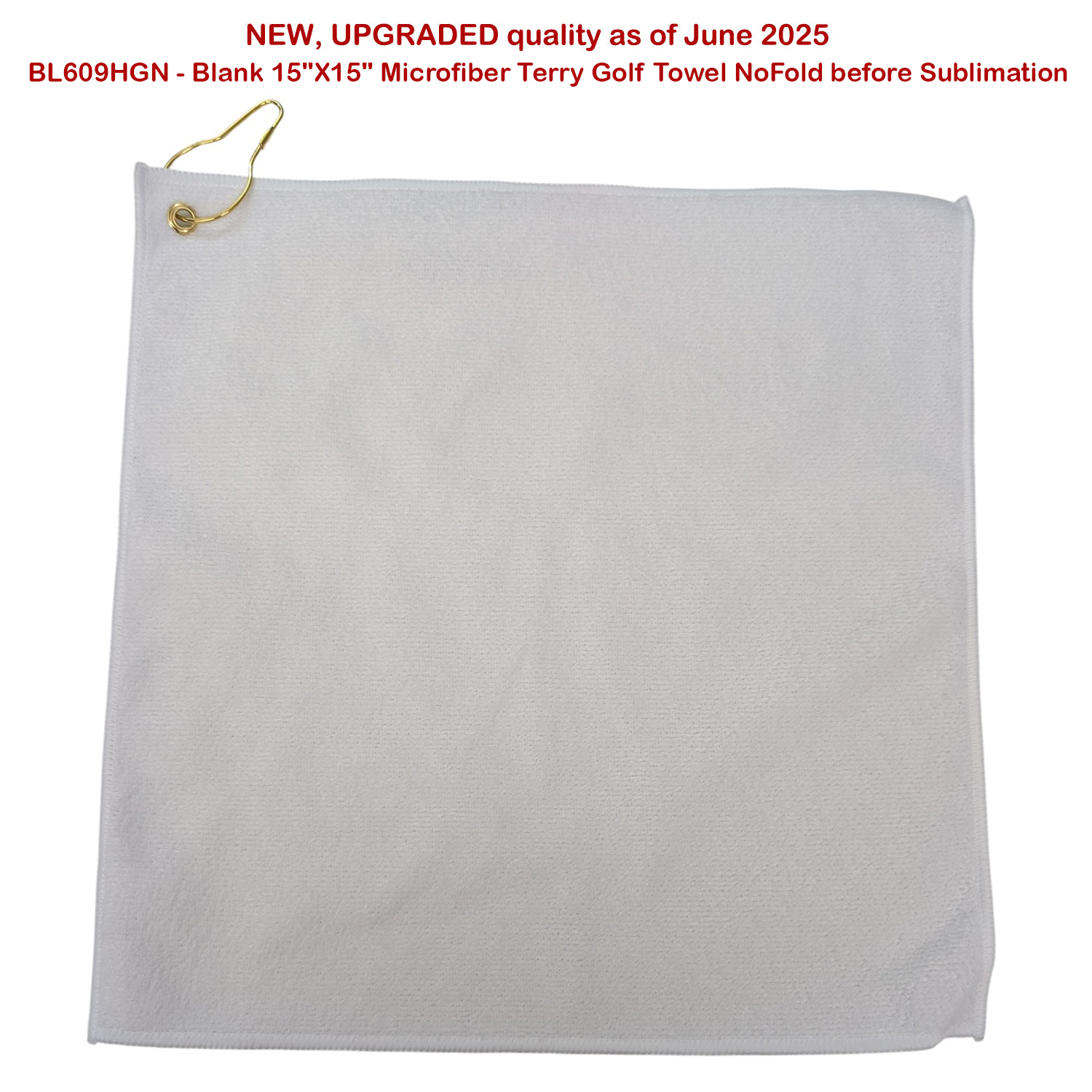 24 Hr Express Ship - Colored Microfiber Dri-Lite Terry Golf Towel, 15x15, Nofold Grommet & Hook 9