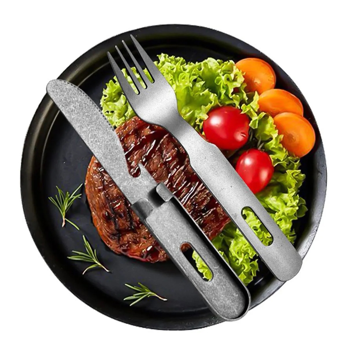 Stainless Steel Cutlery Three-Piece Portable Bag For Camping 2