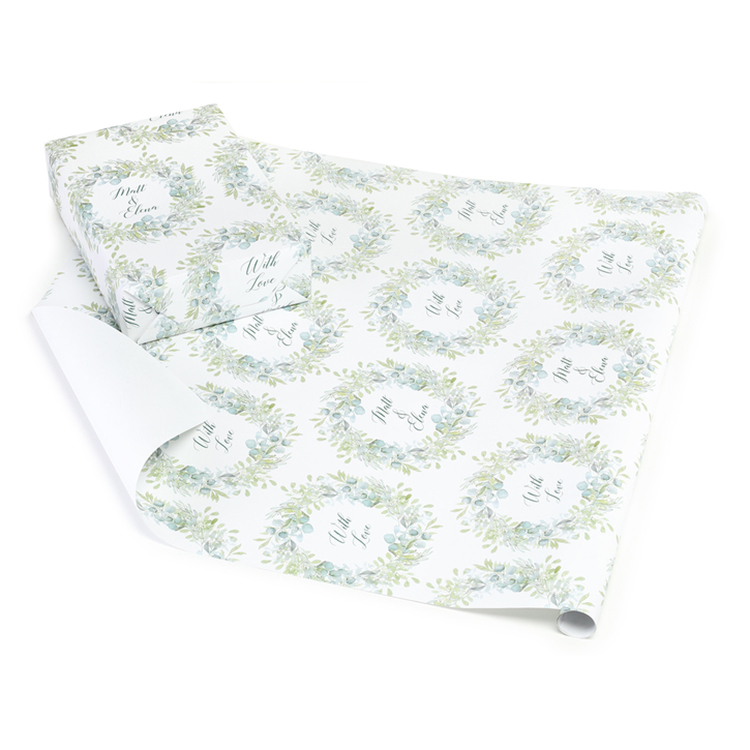 Eucalyptus Frame Personalized Wrapping Paper Roll 2