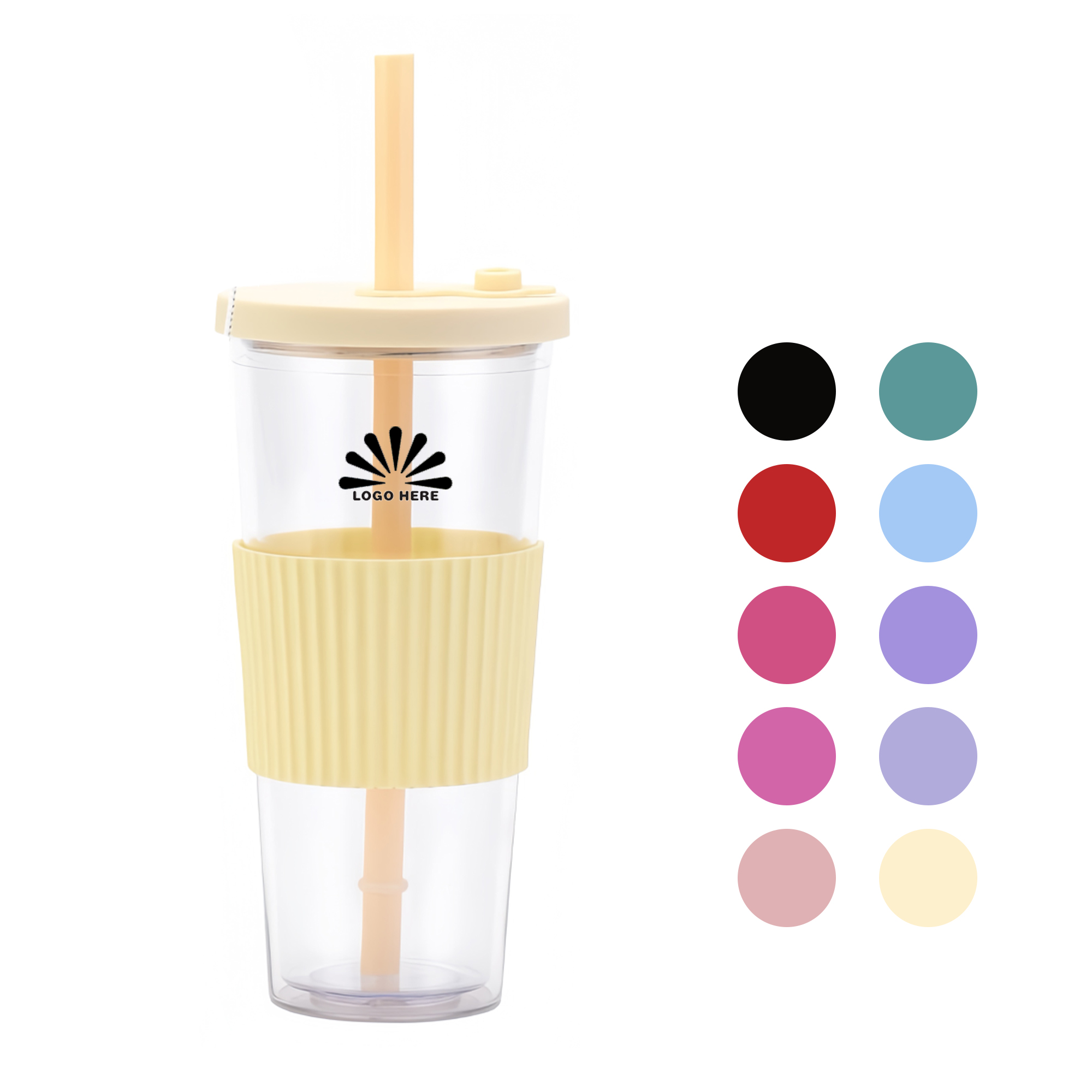 24oz Double-Walled AS Plastic Tumbler with Lid 2