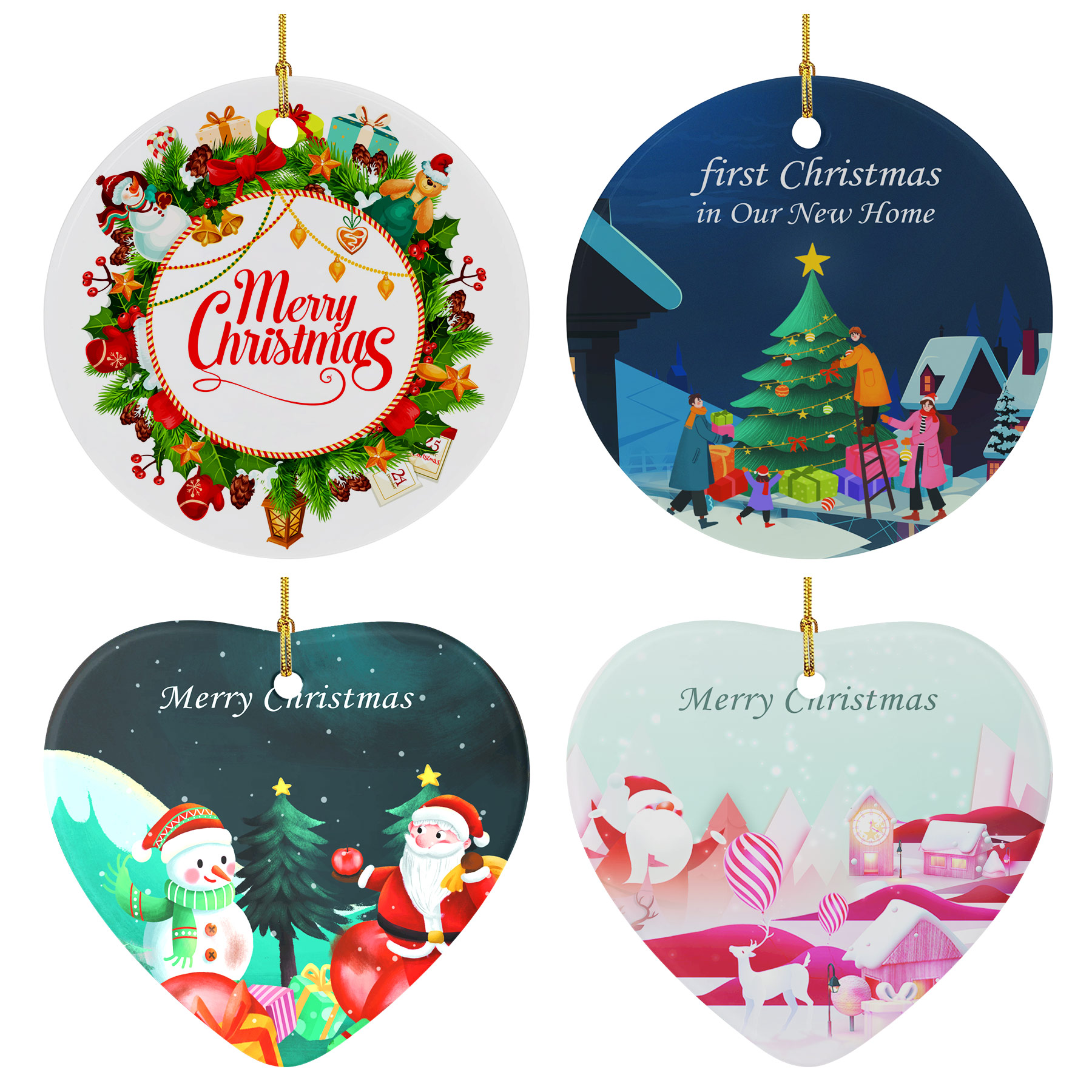 Ceramic Circle Christmas Ornament 2