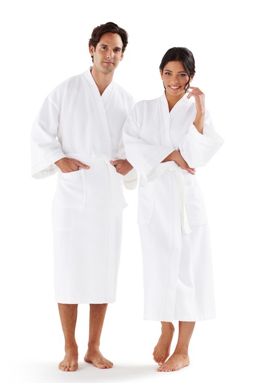 Kimono Large Diamond Waffle Cotton / Poly Bathrobe 2