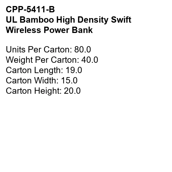 UL BAMBOO HIGH DENSITY SWIFT WIRELESS POWER BANK 6