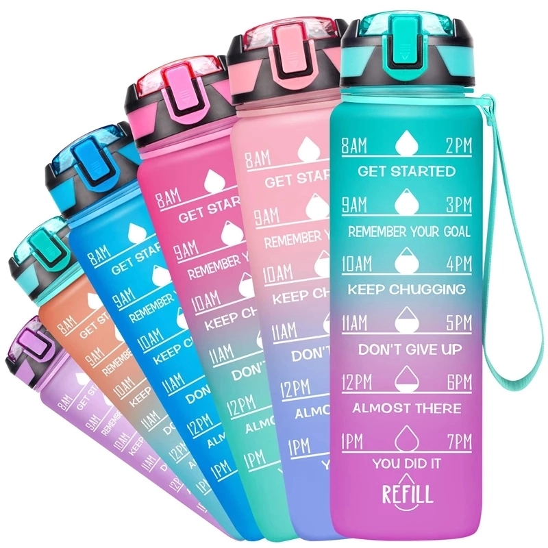 34oz Gradient Water Bottle with Motivational Time Marker 7