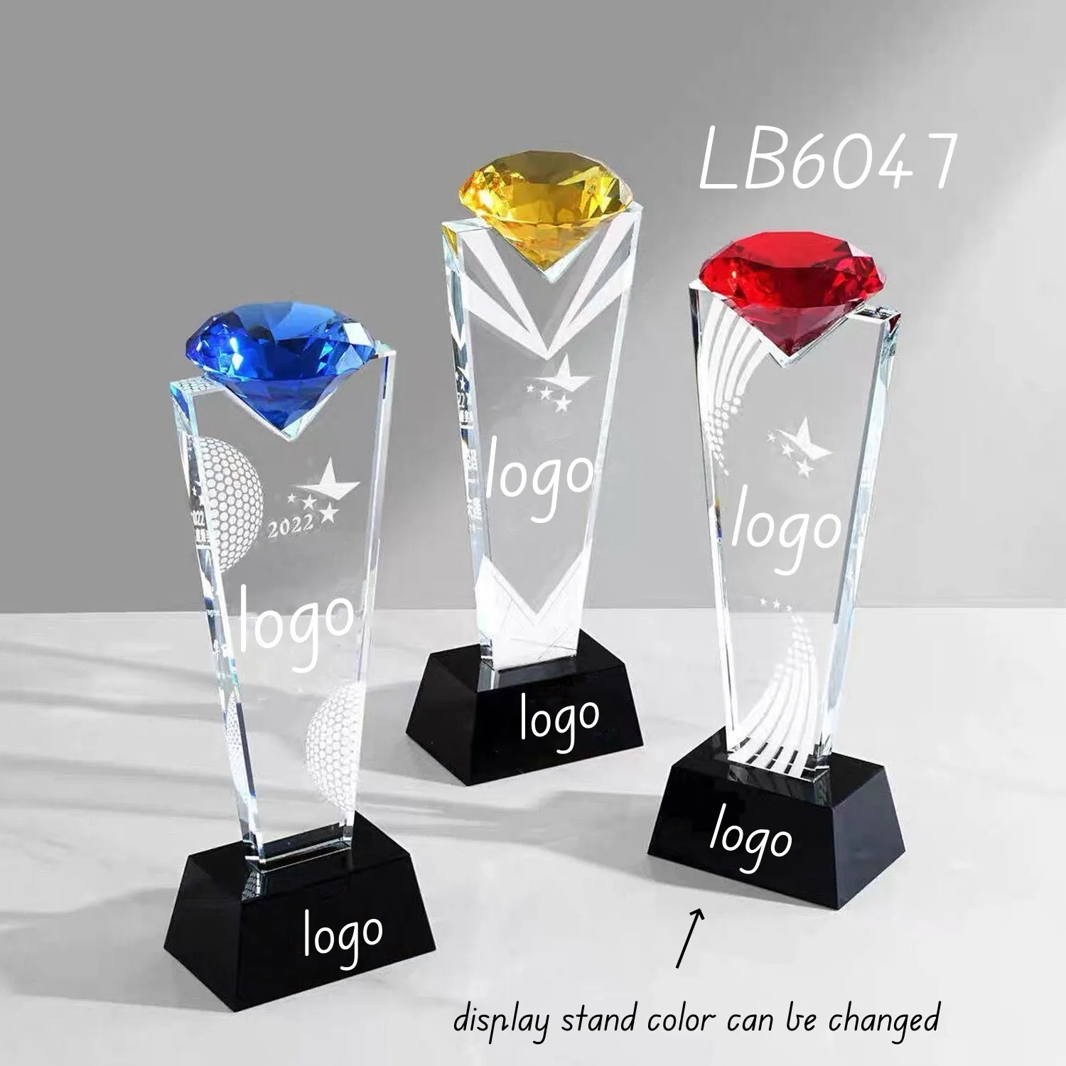 Recognition Crystal Award Glass Trophy Cup with Diamond 3