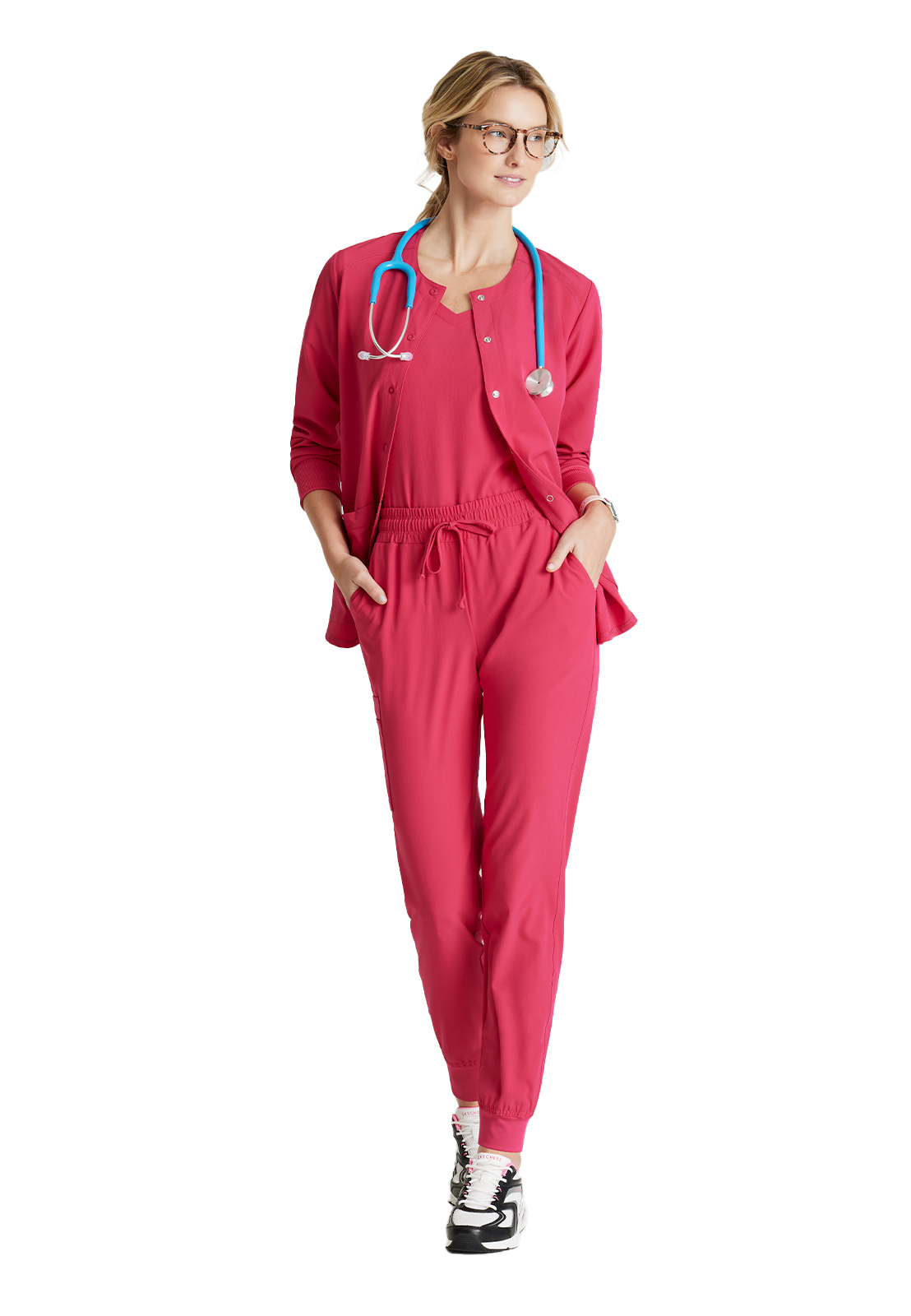 Skechers - Women's Two-Pocket Snap-Front Stability Warm-Up Scrub Jacket 24