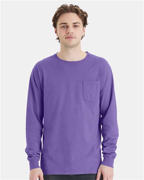 Unisex Garment-Dyed Long Sleeve T-Shirt With a Pocket - GDH250 85