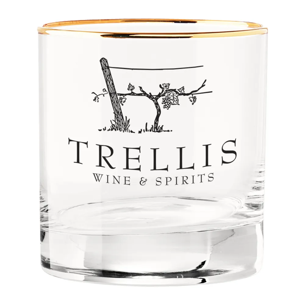 13oz. Gold Rimmed Double Old Fashioned Glass 2