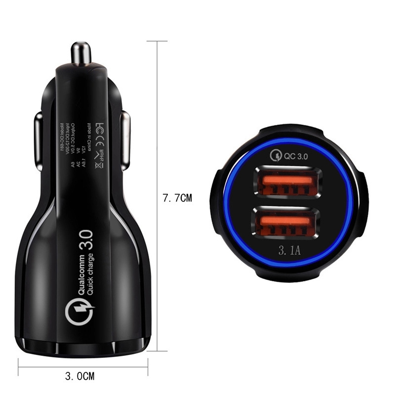 Quick Charge 3.0 Adapter Dual USB Fast Car Charger 4
