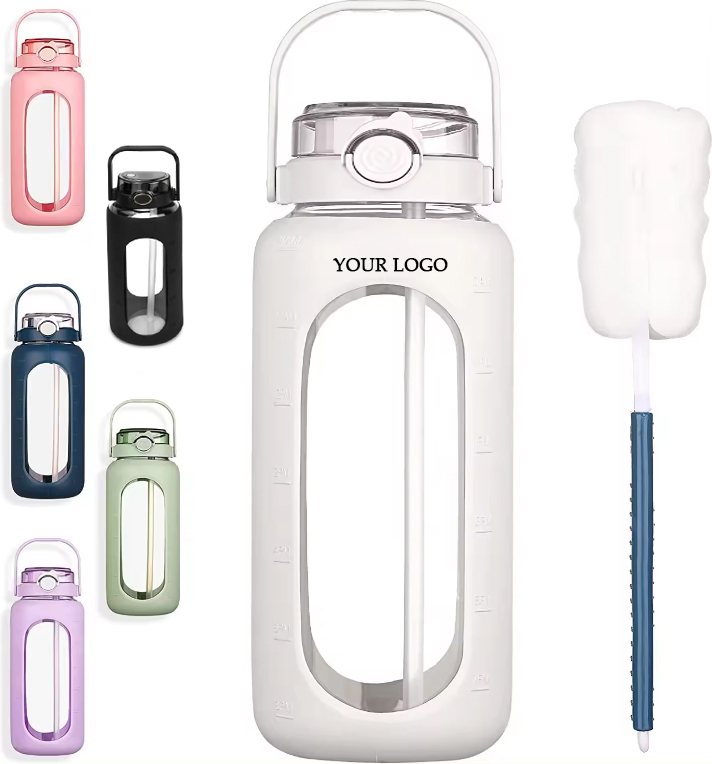 64oz Glass Water Bottle with Straw 5