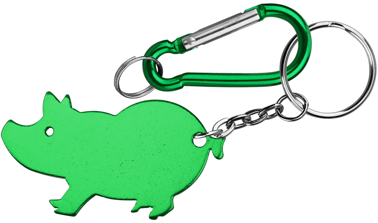 Jumbo size pig shape aluminum bottle opener with split key ring and carabiner 3
