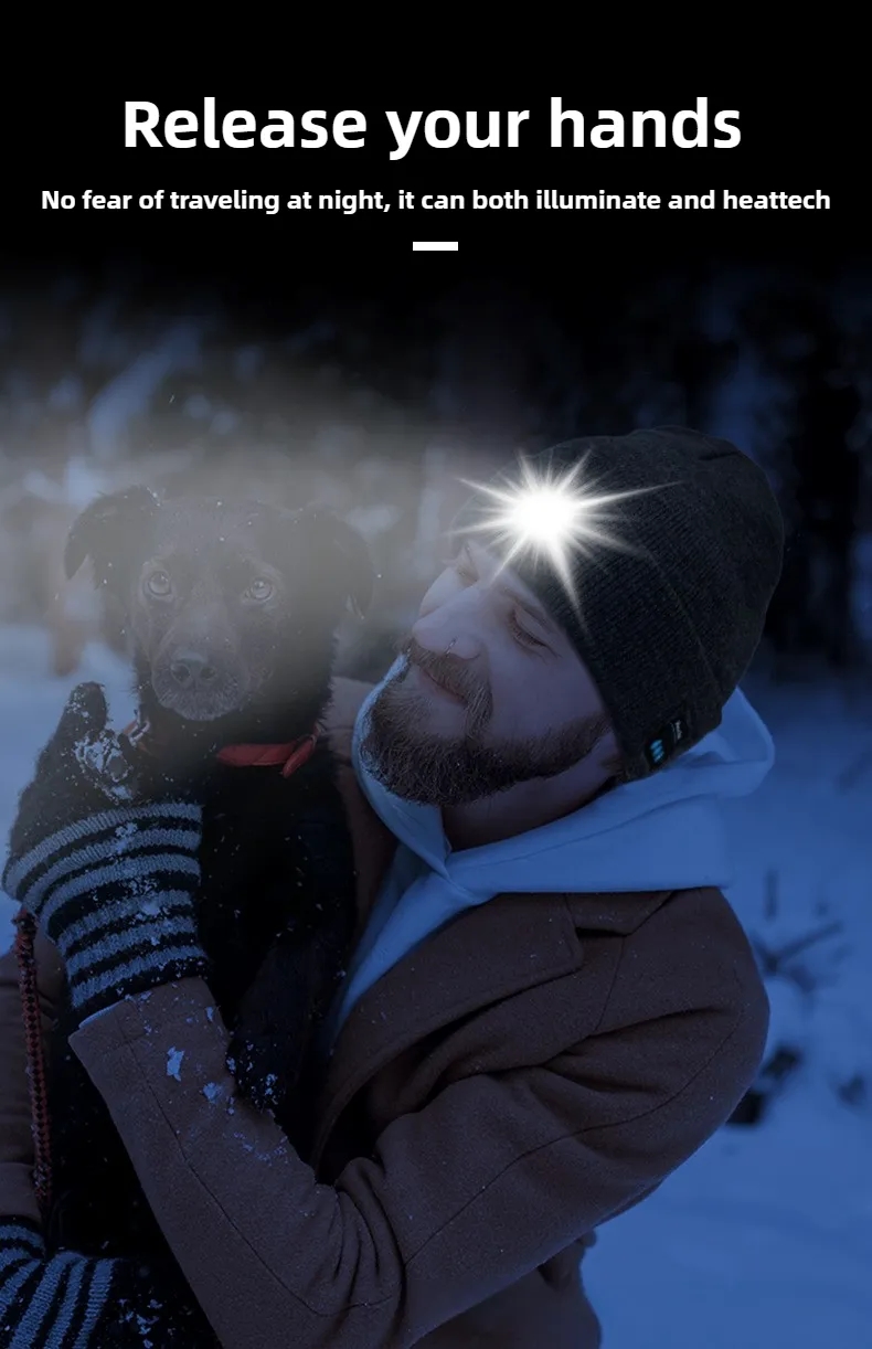 Bluetooth Beanie with LED Lights and Speakers - Rechargeable Unisex Winter Tech Hat 10