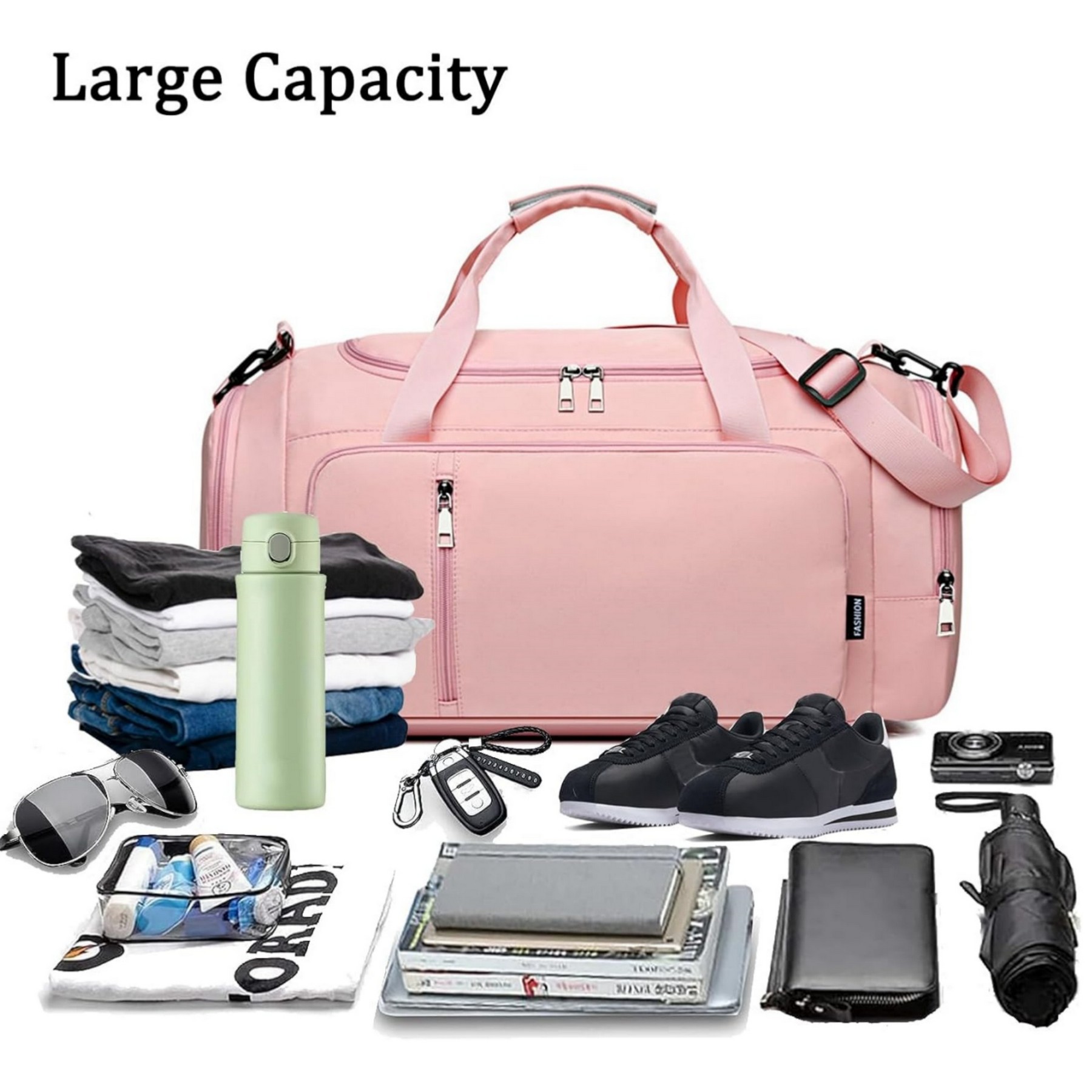 Waterproof Gym Duffle Bag with Shoes Compartment and Wet Pocket 5