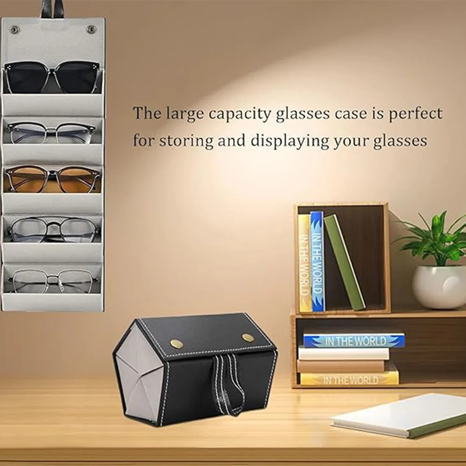 6-Slot Leather Foldable Multiple Glasses Case 4