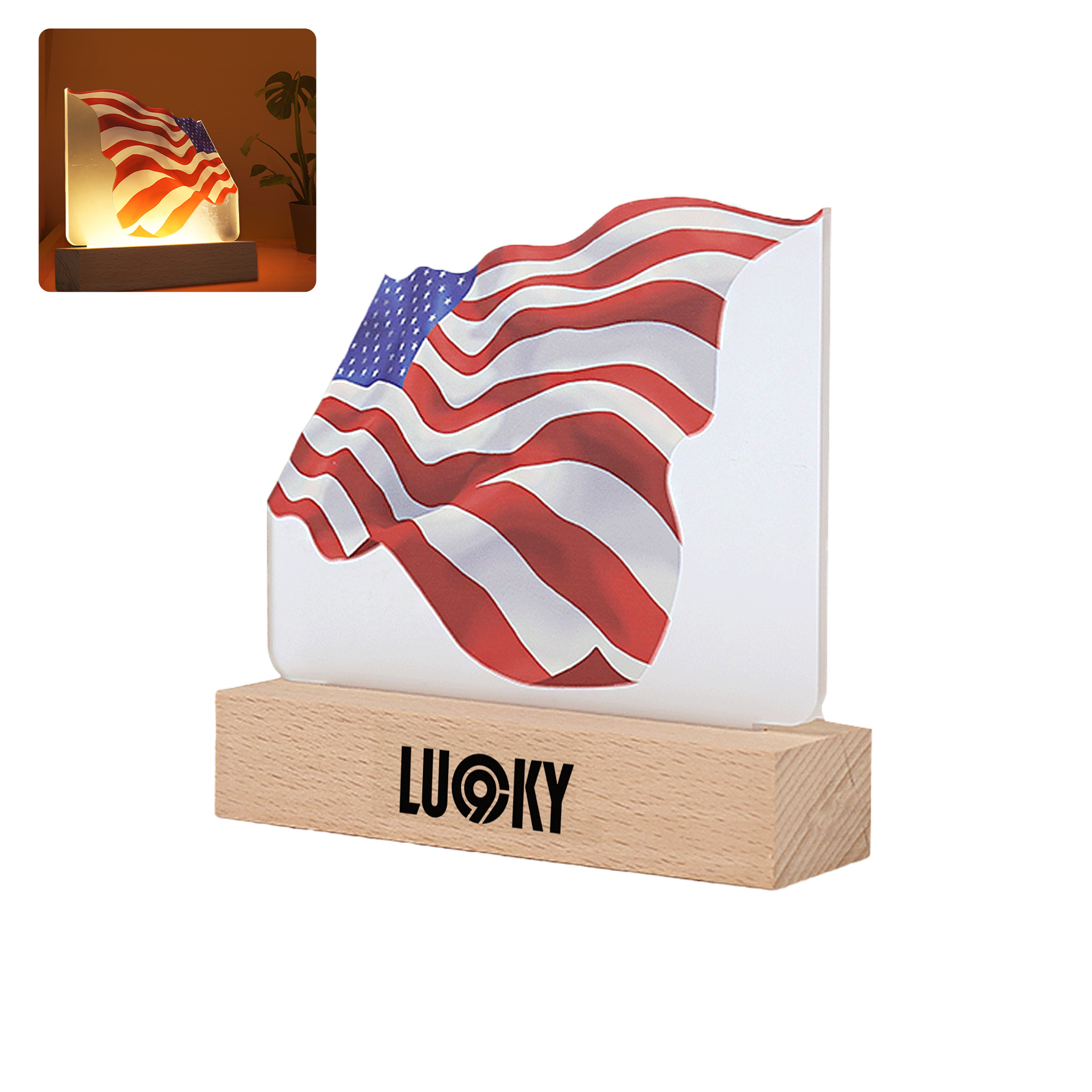 American Flag 3D Night Light LOGO Welfare Holiday Gift Adver 2