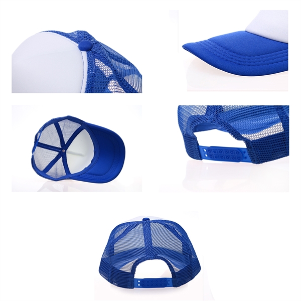 Stock 2-Tone Polyester 5 Panel Mesh Back Cap, Double Row 20