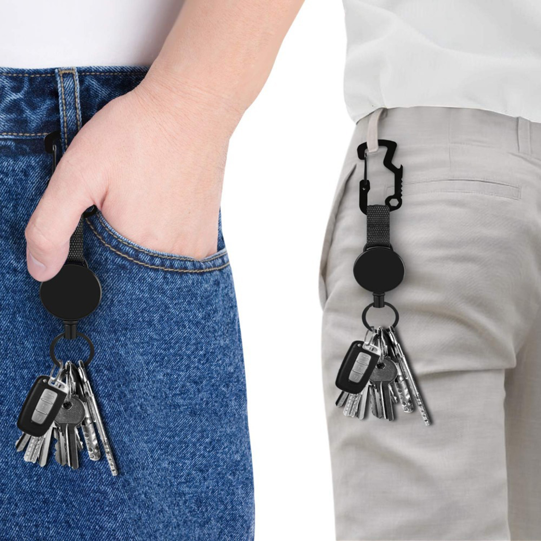 Retractable Keychain Heavy Duty Carabiner Badge Holder 2