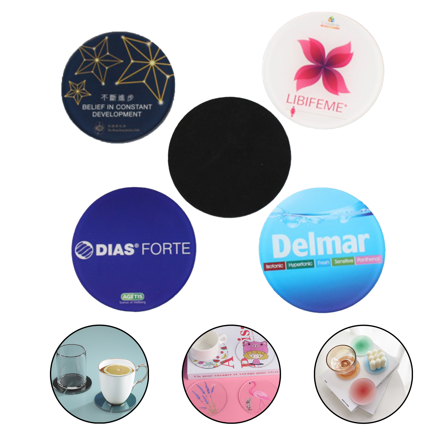 3.9" Circle Acrylic Coasters For Drinks 2