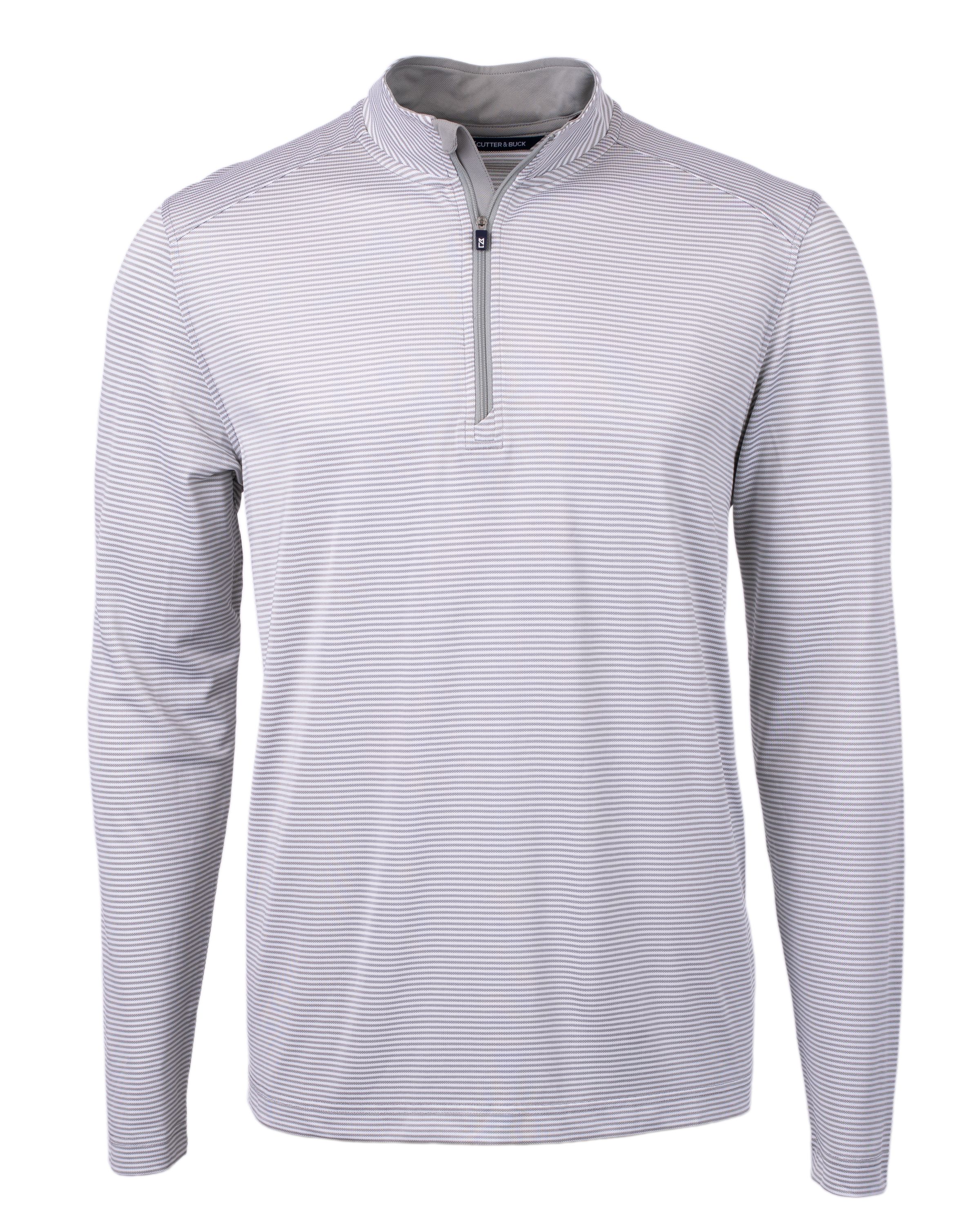 Cutter & Buck Virtue Recycled Micro Stripe Featherlight Pique Mens Quarter Zip Pullover 42