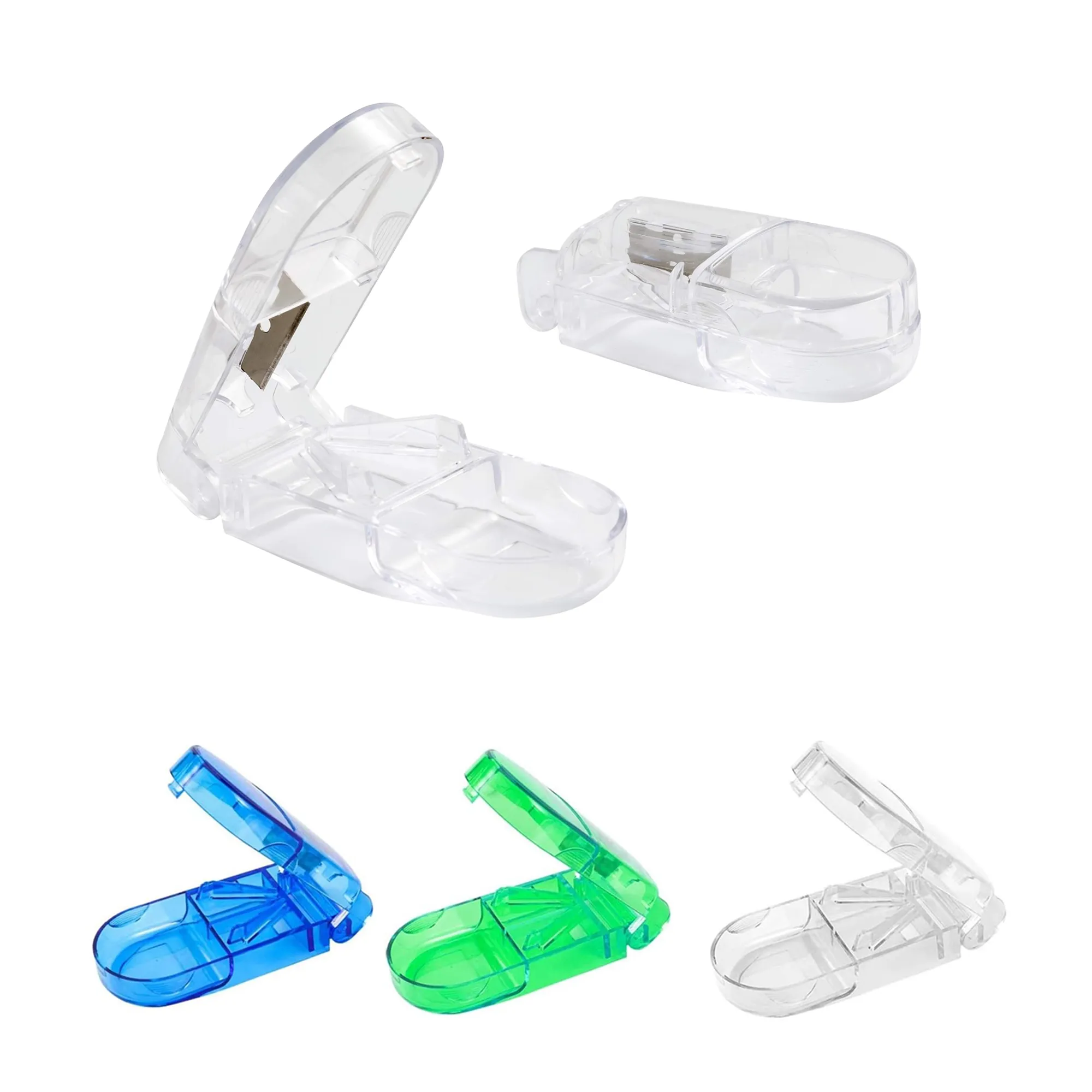 Portable Pill Box with Built-in Cutter