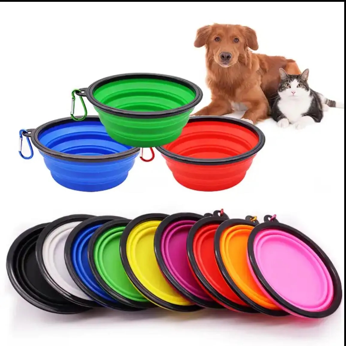 Silicone Folding Pet Bowl With Carabiner Hook 5