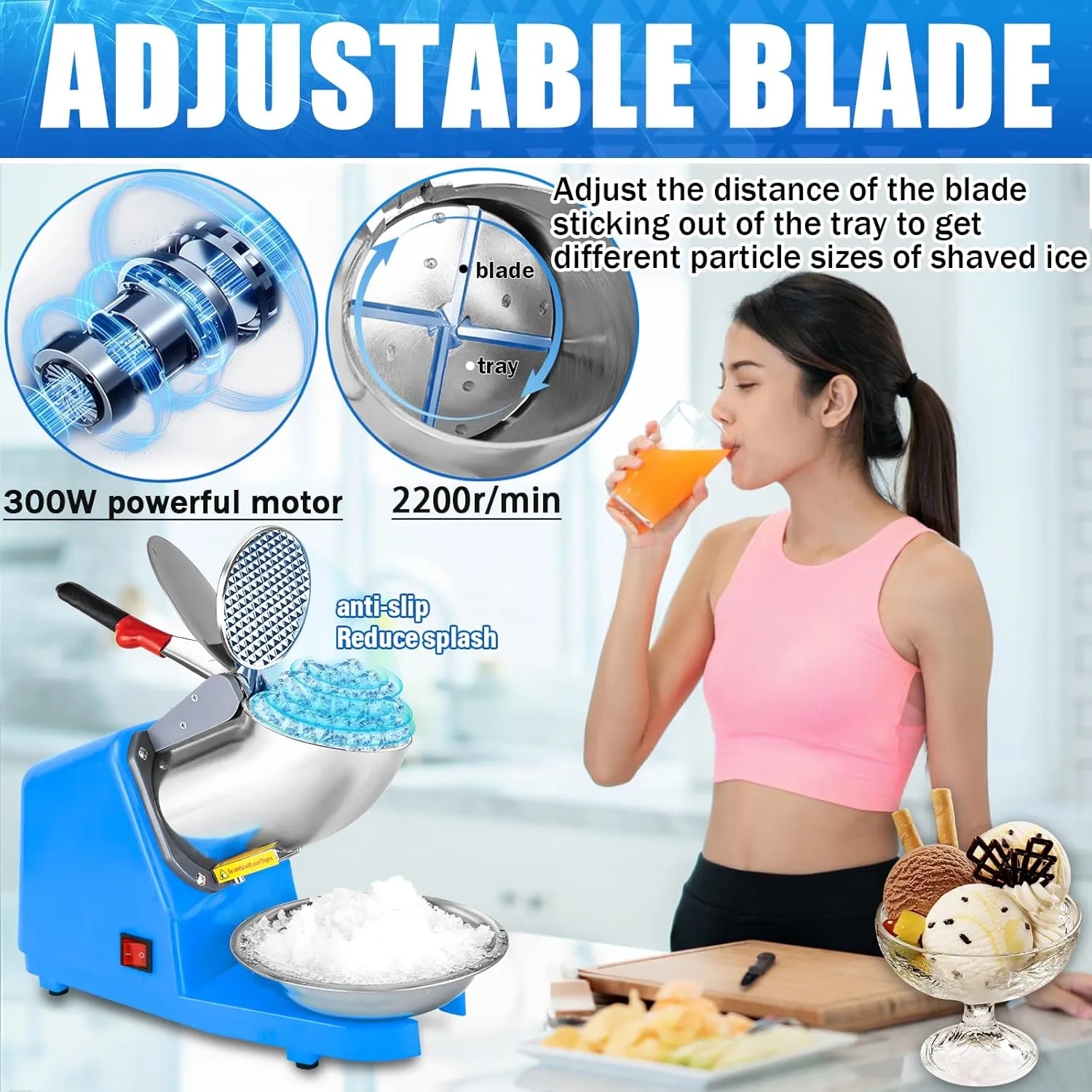 Electric Shaved Ice Machine with Pick 3