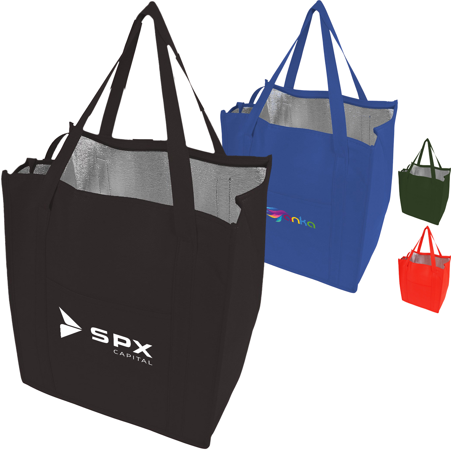 235 GSM Non-Woven Reinforce Handle Insulated Grocery  W/ Gusset Tote Bag (13" X 15" X 9") 1