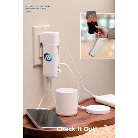 UL Listed 10,000 mAh 20W PD Power Bank with AC Plu 21