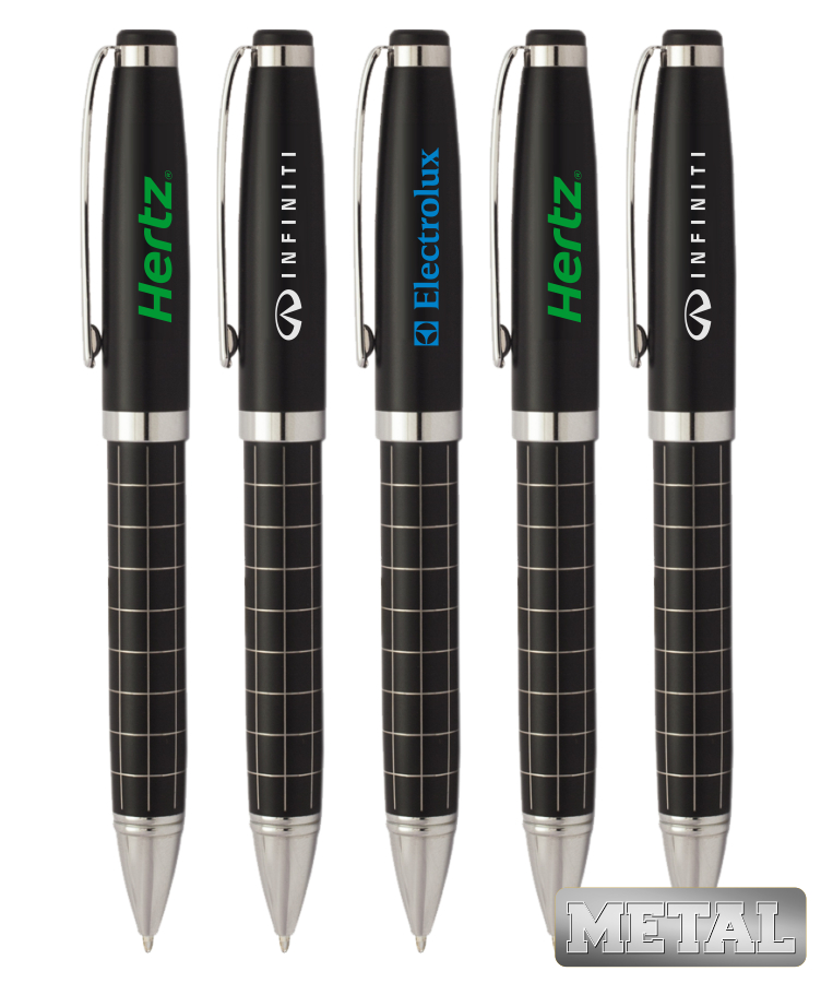 Union Printed, Promotional "Ebon" Grid All Metal Twister Pen 2