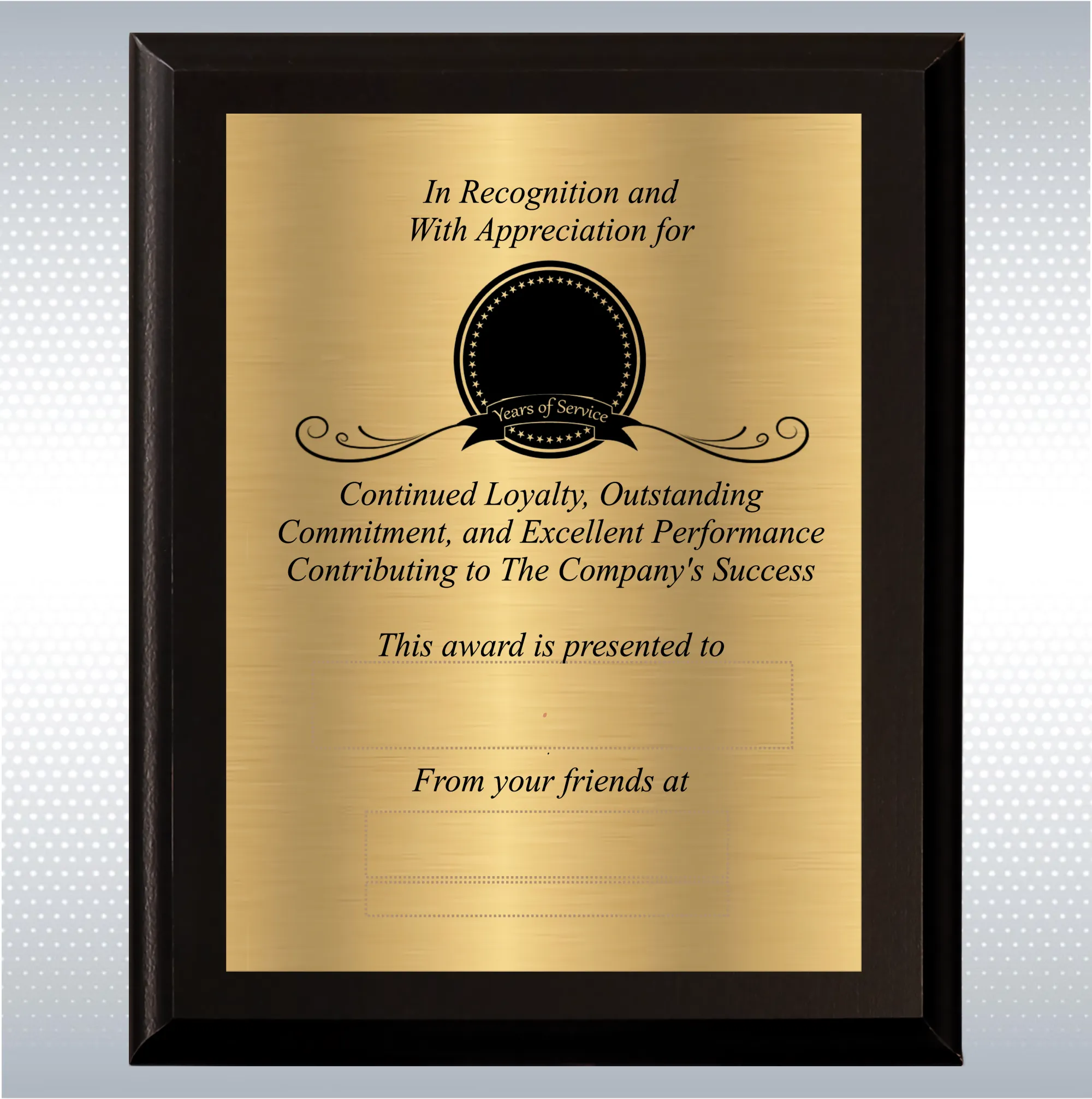 Black Matte Personalized Years of Service Gift Award Plaque 14