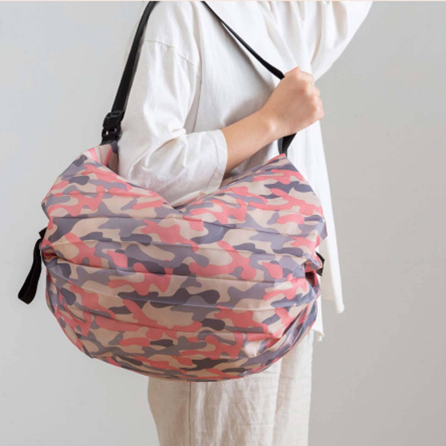 One-Shoulder Reusable Folding Grocery Bags for Shopping, custom tote bag with logo imprint 5