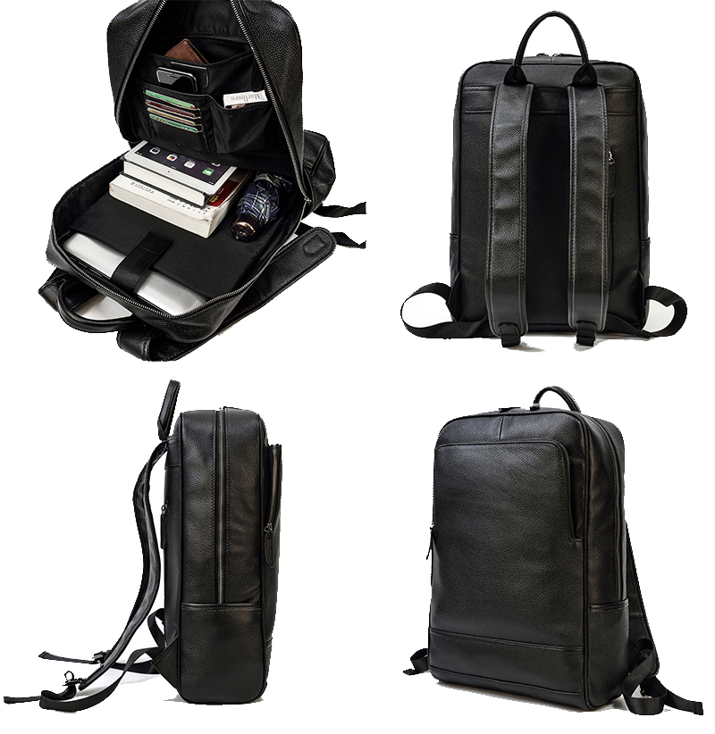 Men Full Grain Genuine Leather Laptop Backpack 4