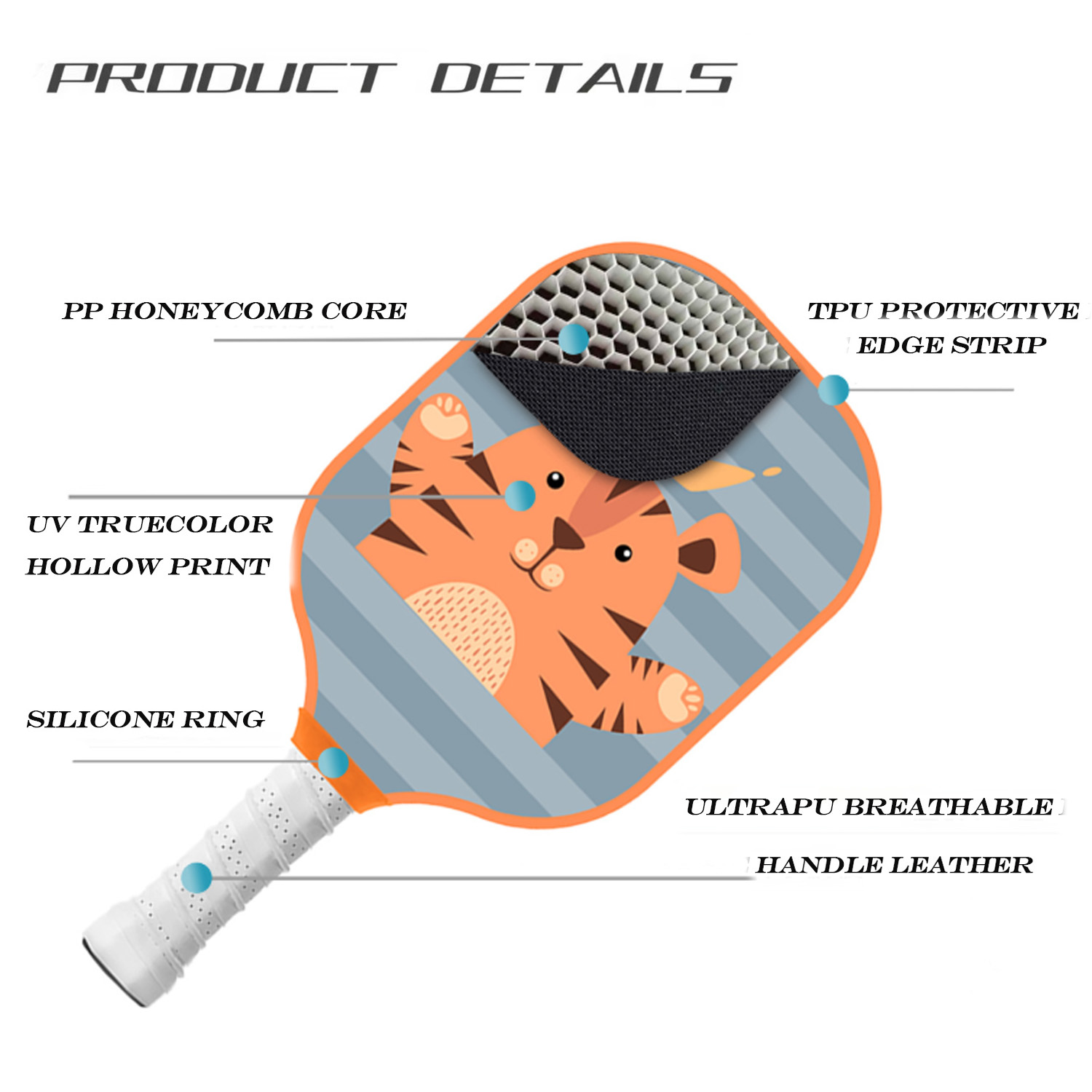 Kids Pickleball Racket Student Sports Training Paddle 7