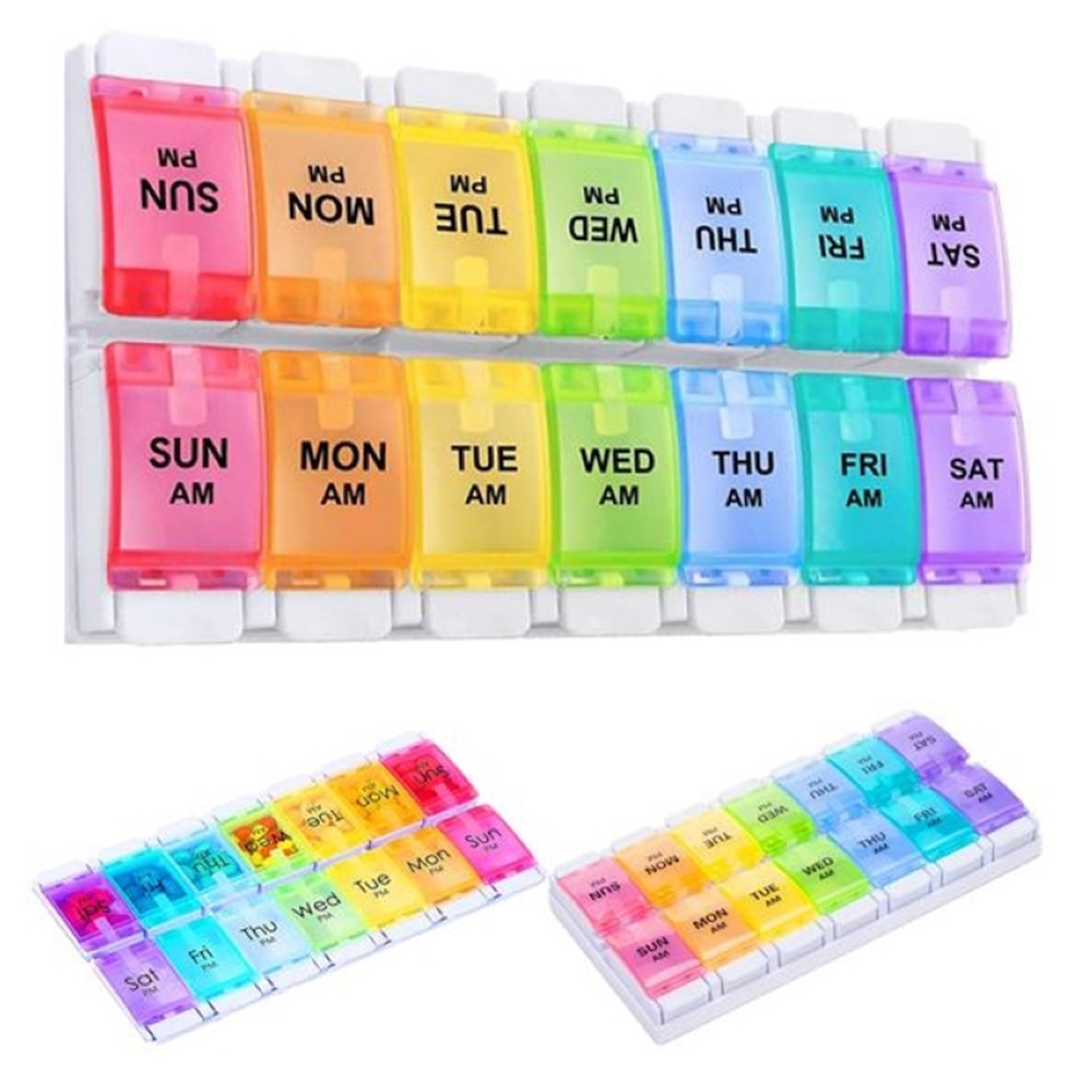 Push Button 7-Day Pill AM/PM compartments help you to easily plan 2