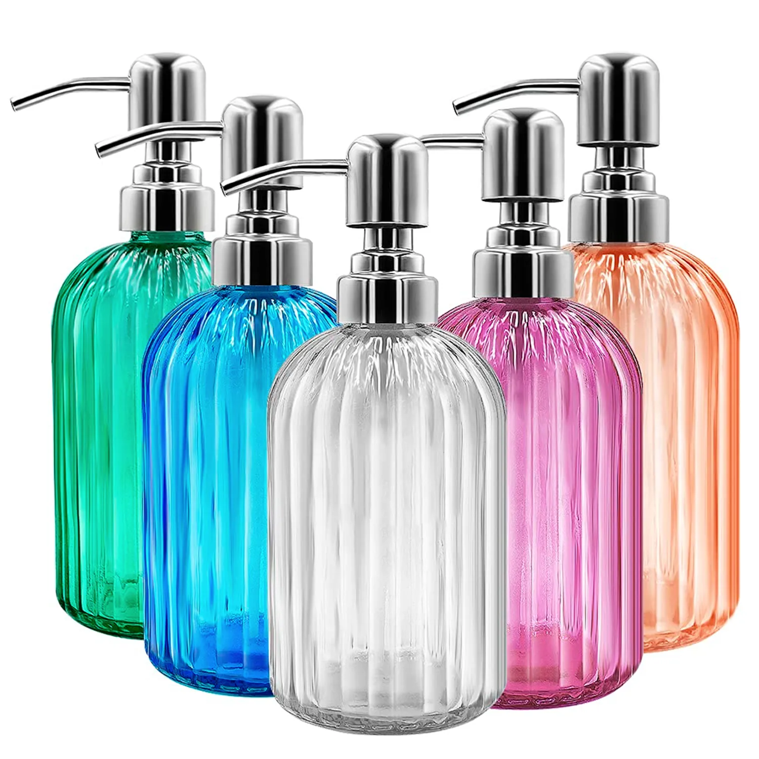 14 OZ Colorful Liquid Soap Refill Glass Dispenser 6