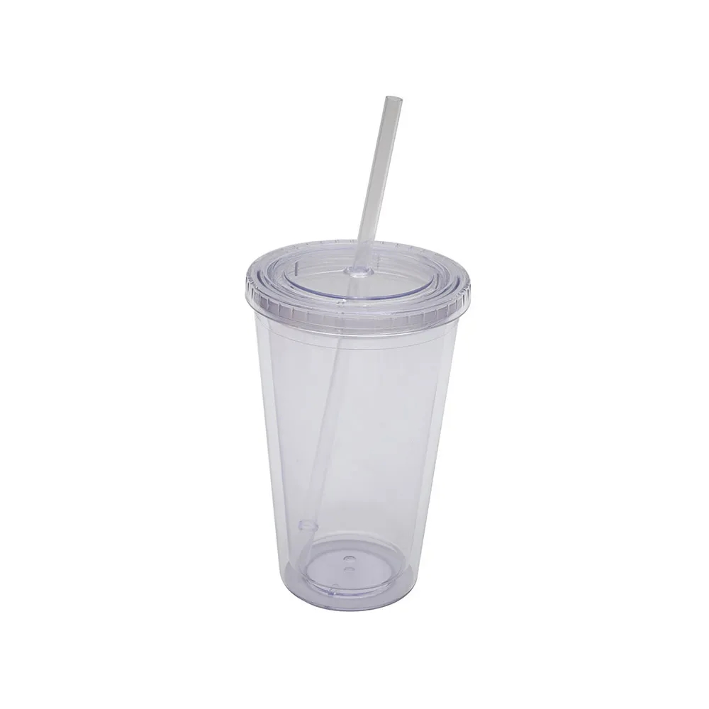 Clear Double Wall Tumbler with Straw 2