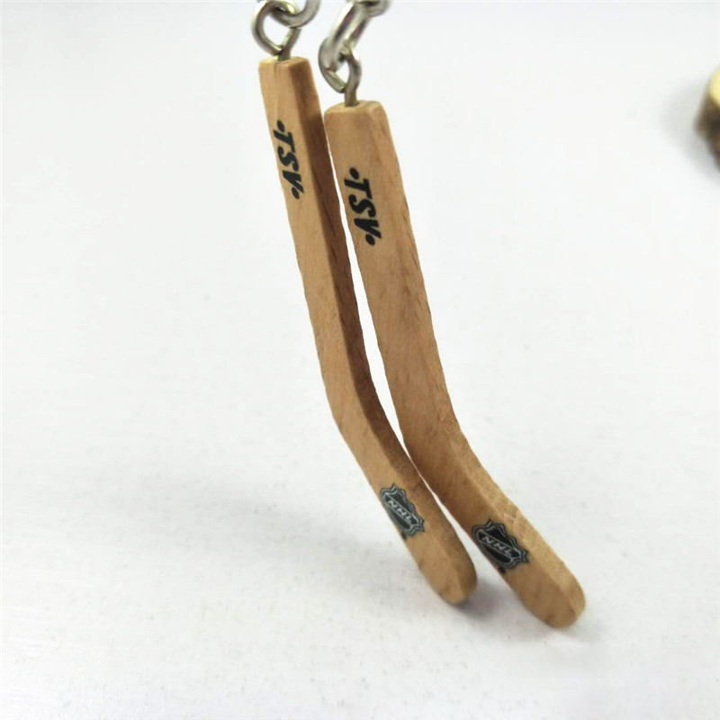 Hockey Stick Wooden Key Pendant 3
