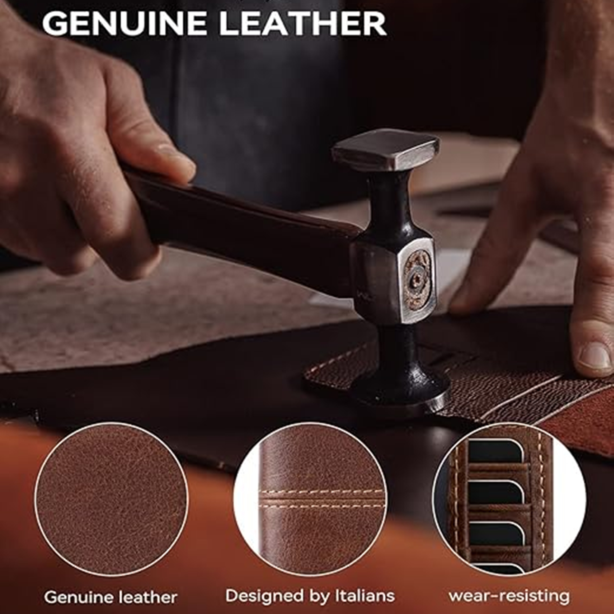 Mens Genuine Leather Wallets ID Window 16 Card Holders 4
